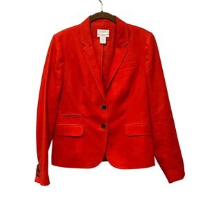 J. Crew Schoolboy Blazer Orange Linen 2 Button Bright Resort Preppy Women's 8